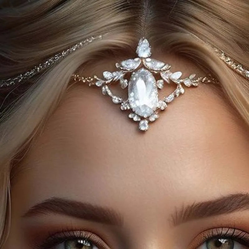 Stonefans Geometric Forehead Chain Indian Hair Jewellery Vintage Simple Women Wedding Accessories Jewelry Elegant Headbands Gift