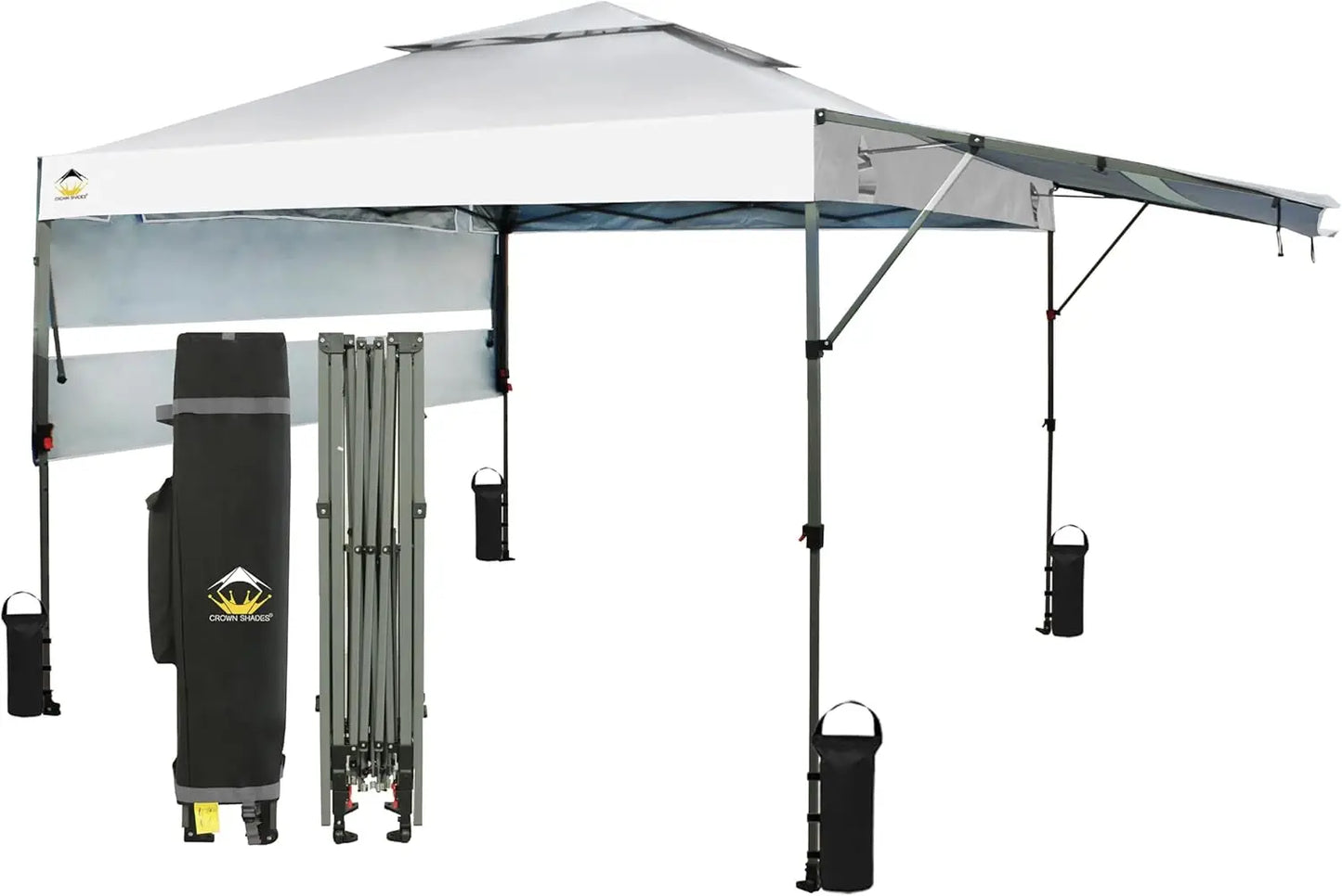 Pop up Canopy Tent Patended Centerlock Instant Commercial Canopy with 150D Silver Coated Fabric Including 2 Extend Awnings