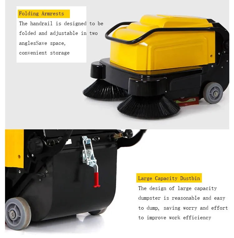 Electric Sweeper 65kg 35l Walk-Behind Road Cleaning Machine Road Dust Street Sweeper Clean Machine