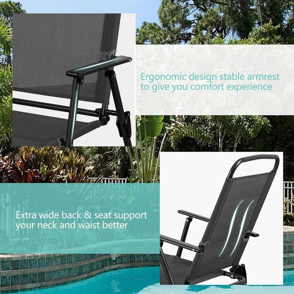 6 Piece Patio Dining Set, Small Metal Outdoor Garden Patios Table and Chair with Umbrella, Folding Patio Dining Set