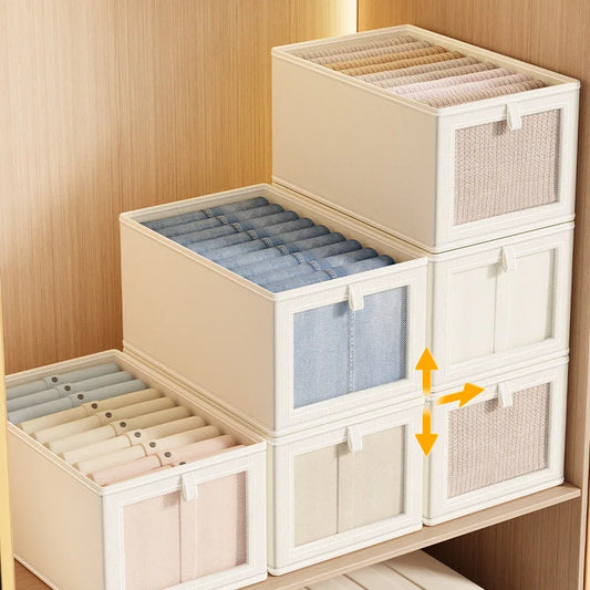 Visible Wardrobe Storage Organizer with Clear Window Large Capacity for Home Closet Bedroom T-Shirt Underwear Pants Organization