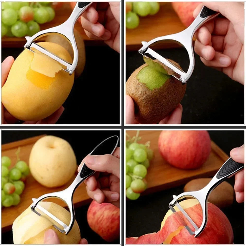 JJYY Stainless Steel Paring Knife Peeler Vegetable Chopper Kitchen Household Multifunctional Melon and Fruit Grater