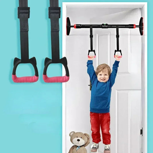 Household Kids Gymnastic Rings Sling Ring Fitness Horizontal Bar Pull-up Indoor Sports Lumbar Traction Handle Children Fitness