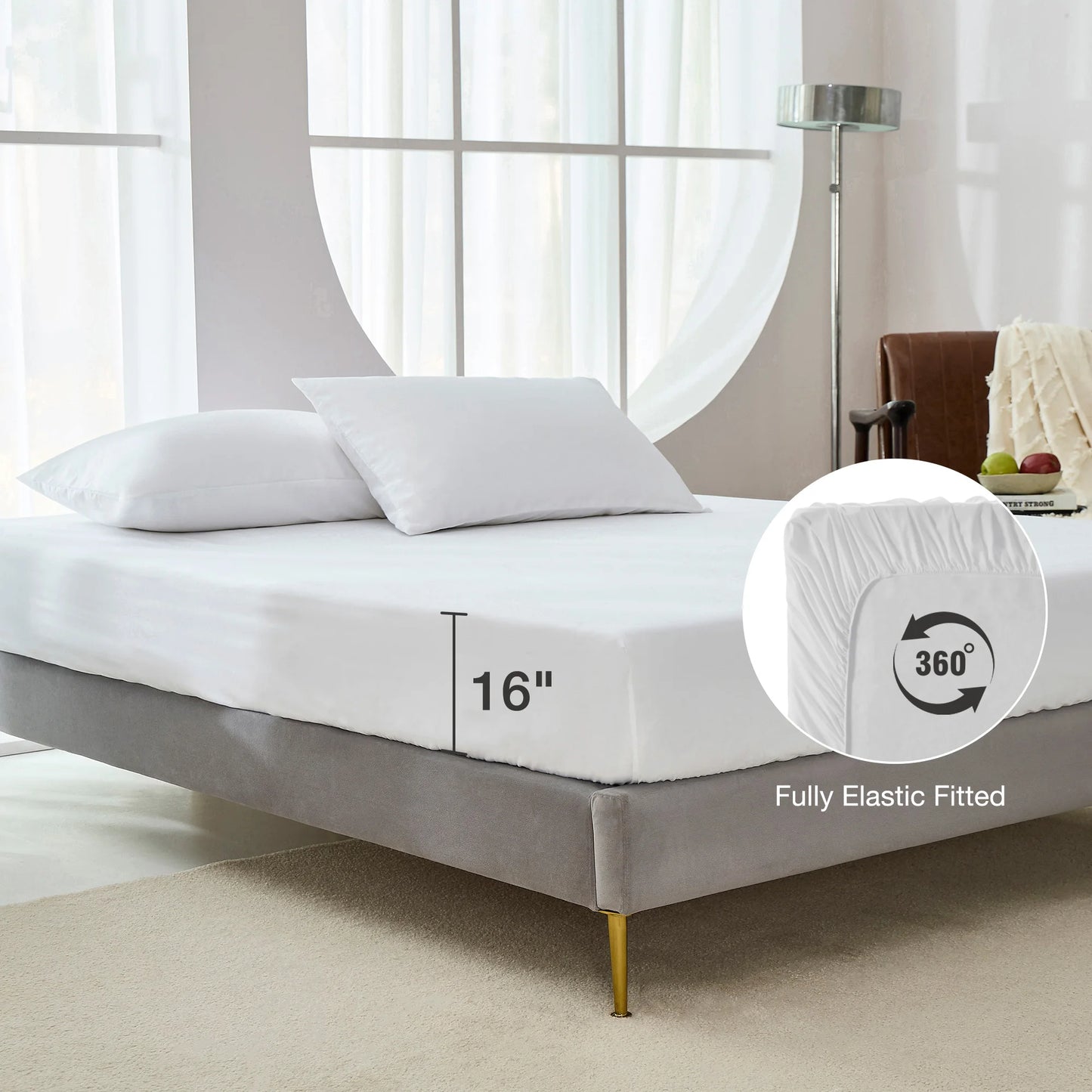 JELLYMONI Lyocell Cotton Sheet Set - 4 Pieces Ultra Soft Bed Sheets, Breathable and Moisture-Wicking Eucalyptus Bedding Set with