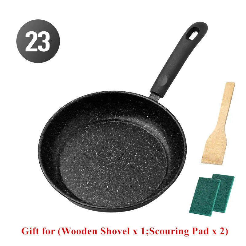 Medical Stone Non-Stick Frying Pan, Household Pan, Non-Oil Smoke Pancake Pan, Fried Steak Gas Stove, Induction Cooker, Cookware