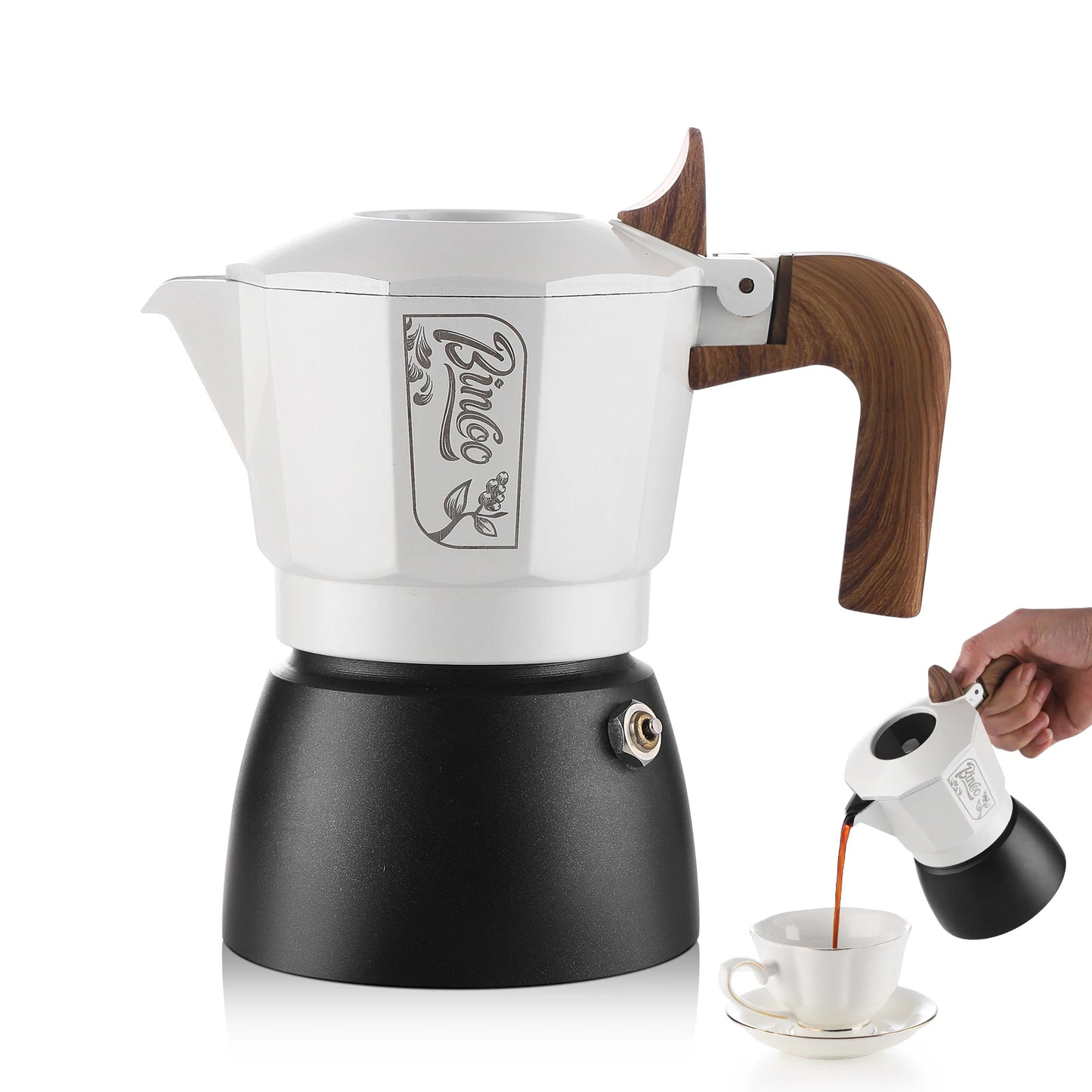 Stovetop Espresso Maker, 2 Cups Moka Coffee Pot for Gas or Electric Ceramic Stovetop,Italian Coffee maker