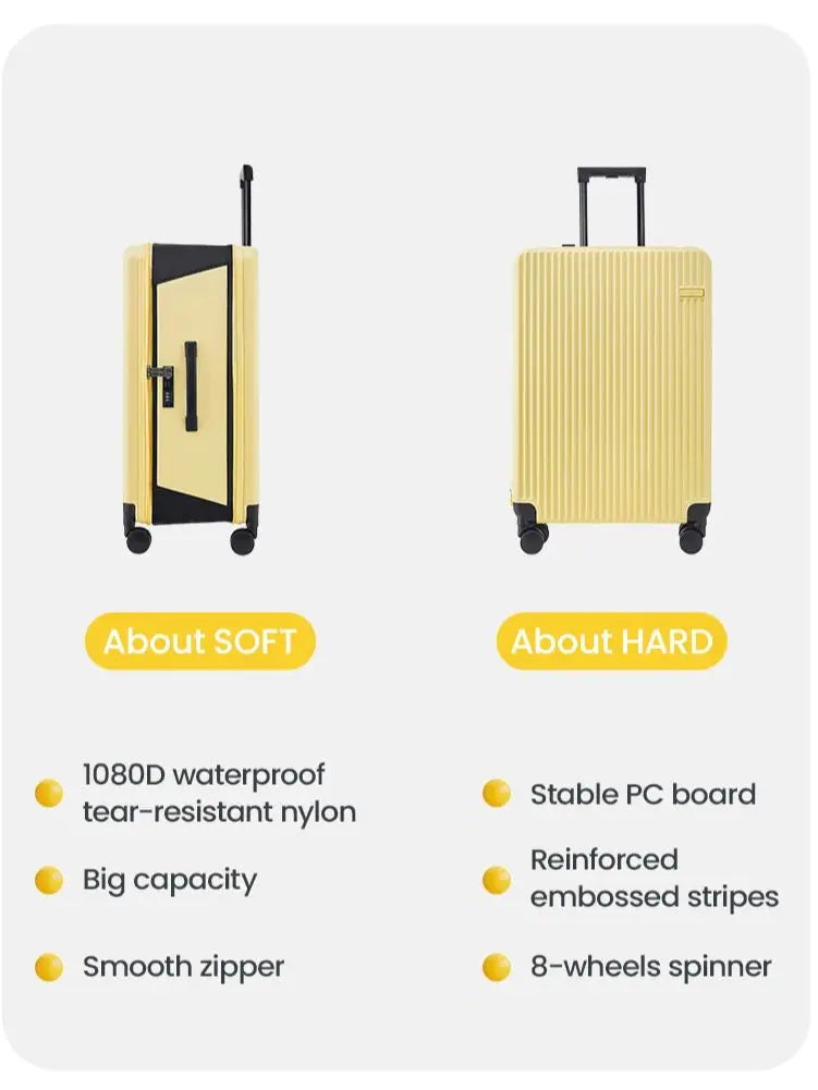 CONWOOD Foldable Suitcase Carry-on Travel Luggage 100% PC  20" 26"