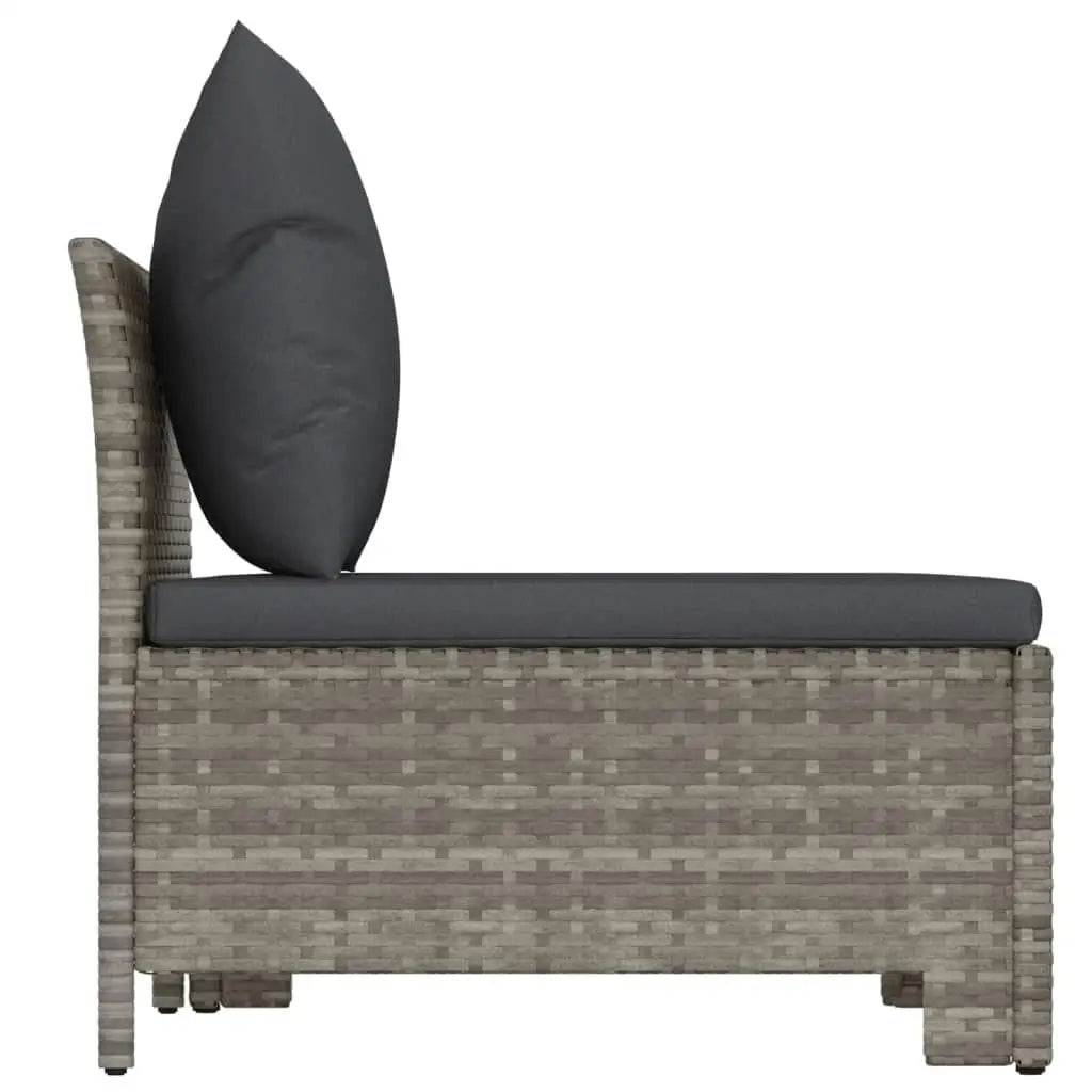 2-Piece Gray Poly Rattan Patio Lounge Set with Cushions - Outdoor Furniture