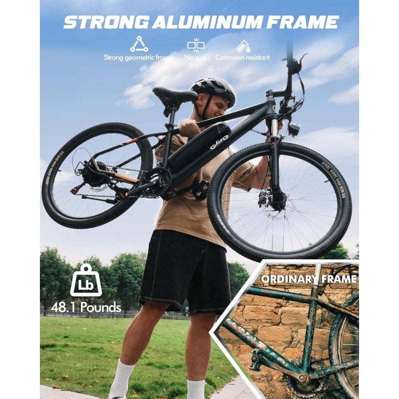 ARacer Electric Bike for Adults - 21-Speed Mountain Lightweight Ebike with Peak 500W Brushless Motor,26X2.1 Tire Step Over E-MTB