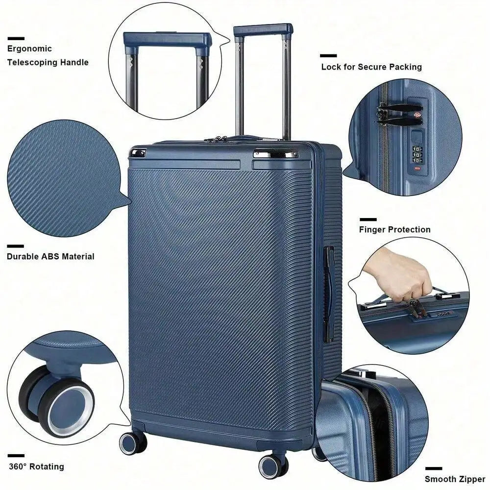 3 Piece Luggage Set Travel Trolley (20/24/28") Business Hard-Shell Suitcase Blue