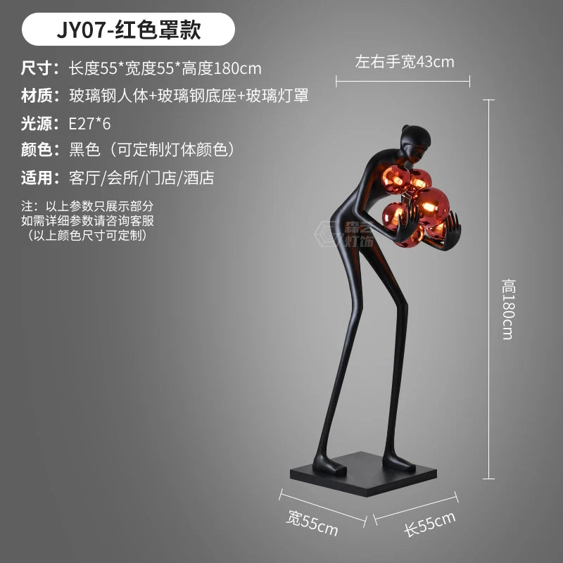 Humanoid Art Sculpture Fall Floor Lamp Living Room Light Luxury Design Sense Modern Creative Modeling Floor Lamp