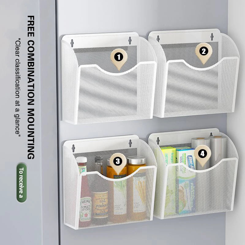 Refrigerator Magnet Storage Box Hanging Basket Storage Rack Magnetic Magnet Stone Side Wall Multi-Function Organization