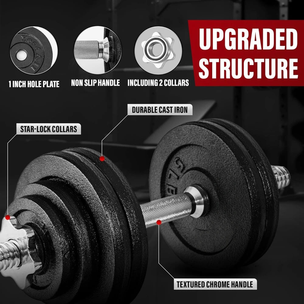 Adjustable Dumbbell Set with Weight Plates, Star Lock Collars/Connector, 40lbs to 200lbs Adjustable Weight Plates Set