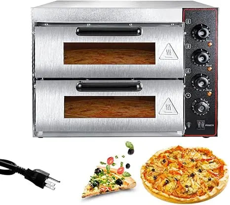 Commercial Pizza Oven 16 inch Pizza Double Deck 3000W 110V Electric Oven Multipurpose Toaster Bake Broiler 40L Capacity
