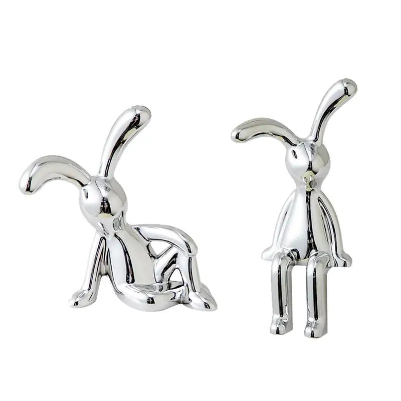 Sitting Rabbit Ornament Electroplated Rabbit Statue Animal Sculpture Home Decoration Table Ornament for Shelves Livingroom