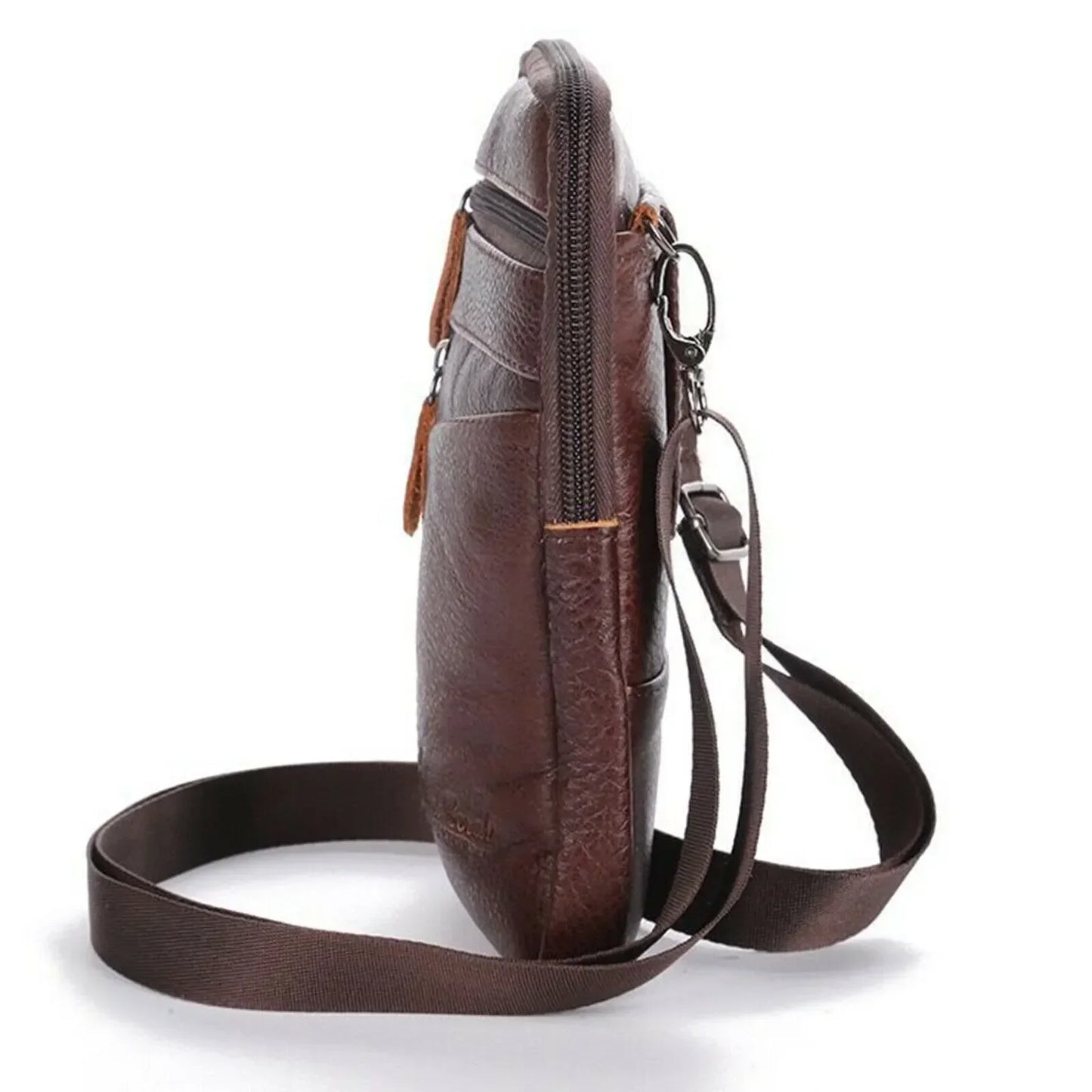 Men PU Leather Shoulder Crossbody Bag Leisure Pure Business Male Waist Belt Bags Casual Mini Mobile Portable Phone Purse