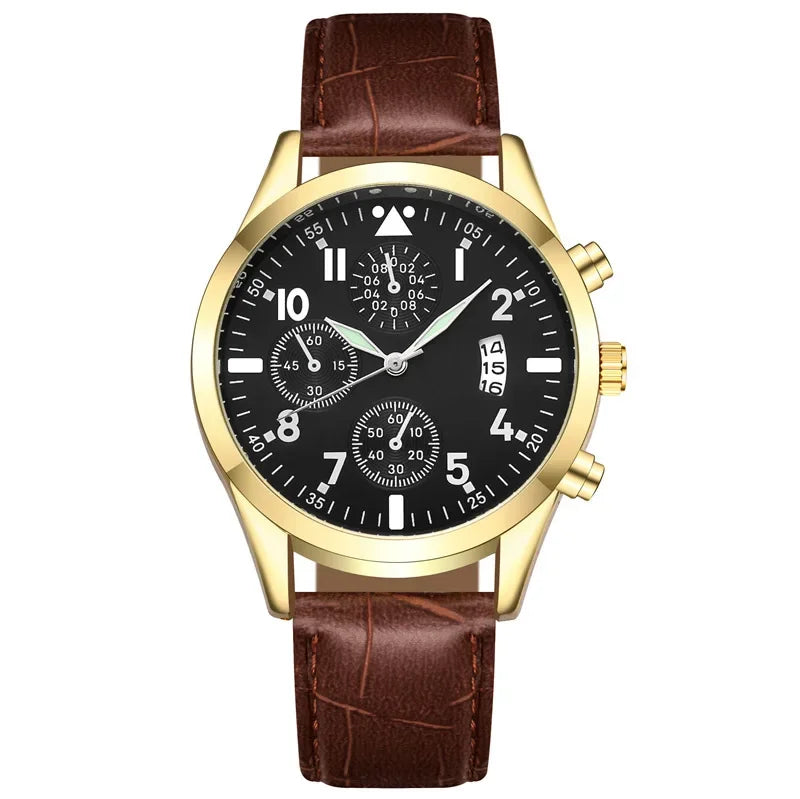 Popular Men Leather Watch with Calendar Luminous Function Watch Fashion Quartz Wristwatches Watches for Men Relogio Masculino