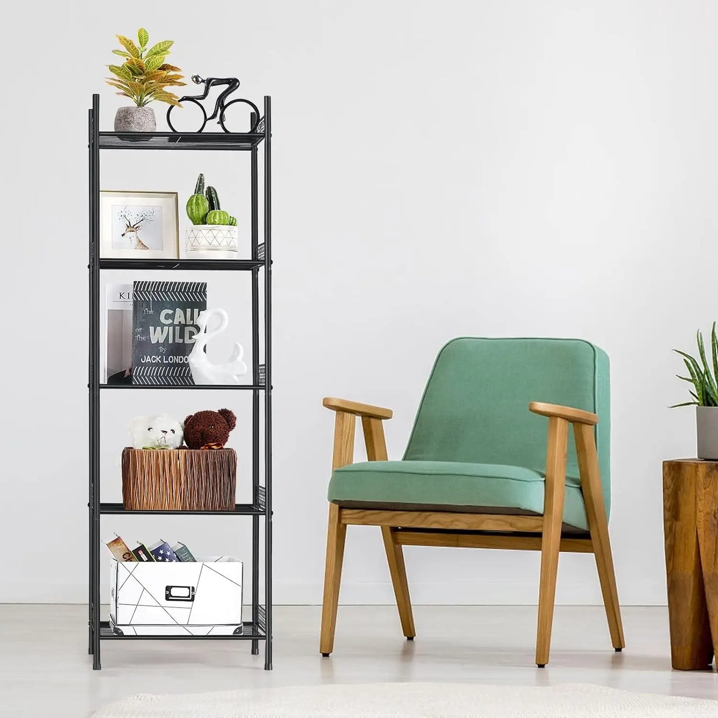 Narrow towel rack with five layers of storage for household shelves, modern storage tower cabinet with tissue rack