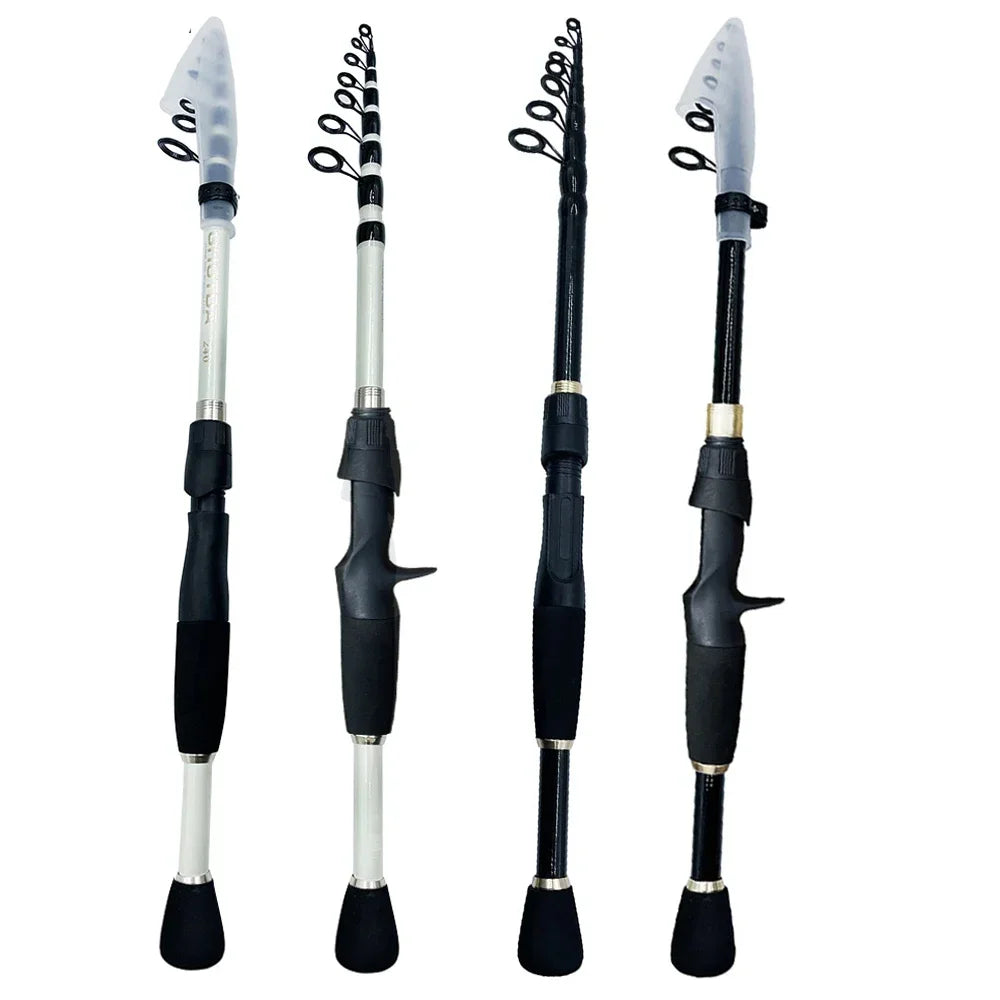 Telescopic Lure Fishing Rods High Quality 1.6m-2.4m Carbon Fiber Spinning Casting Fishing Jig Baitcasting Rod Mini Travel Pesca