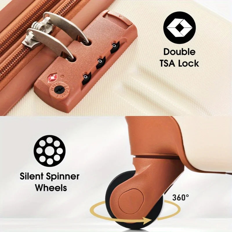 Hard shell suitcase Set 2 + bags Rotating suitcase with TSA lock lightweight 20 "+ 24"