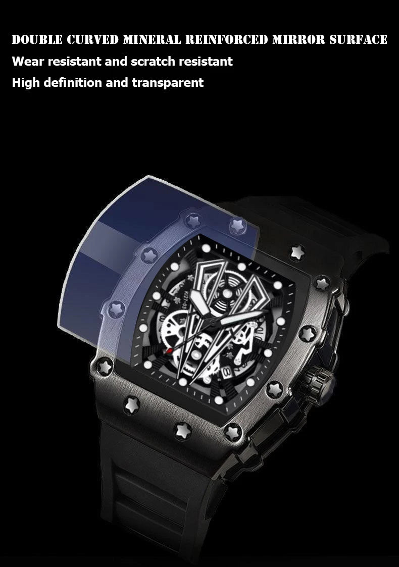 UTHAI Men's Watch Brand High Beauty Leisure Sports Fully Automatic Hollow Waterproof Male Fashion Quartz Clock Watches