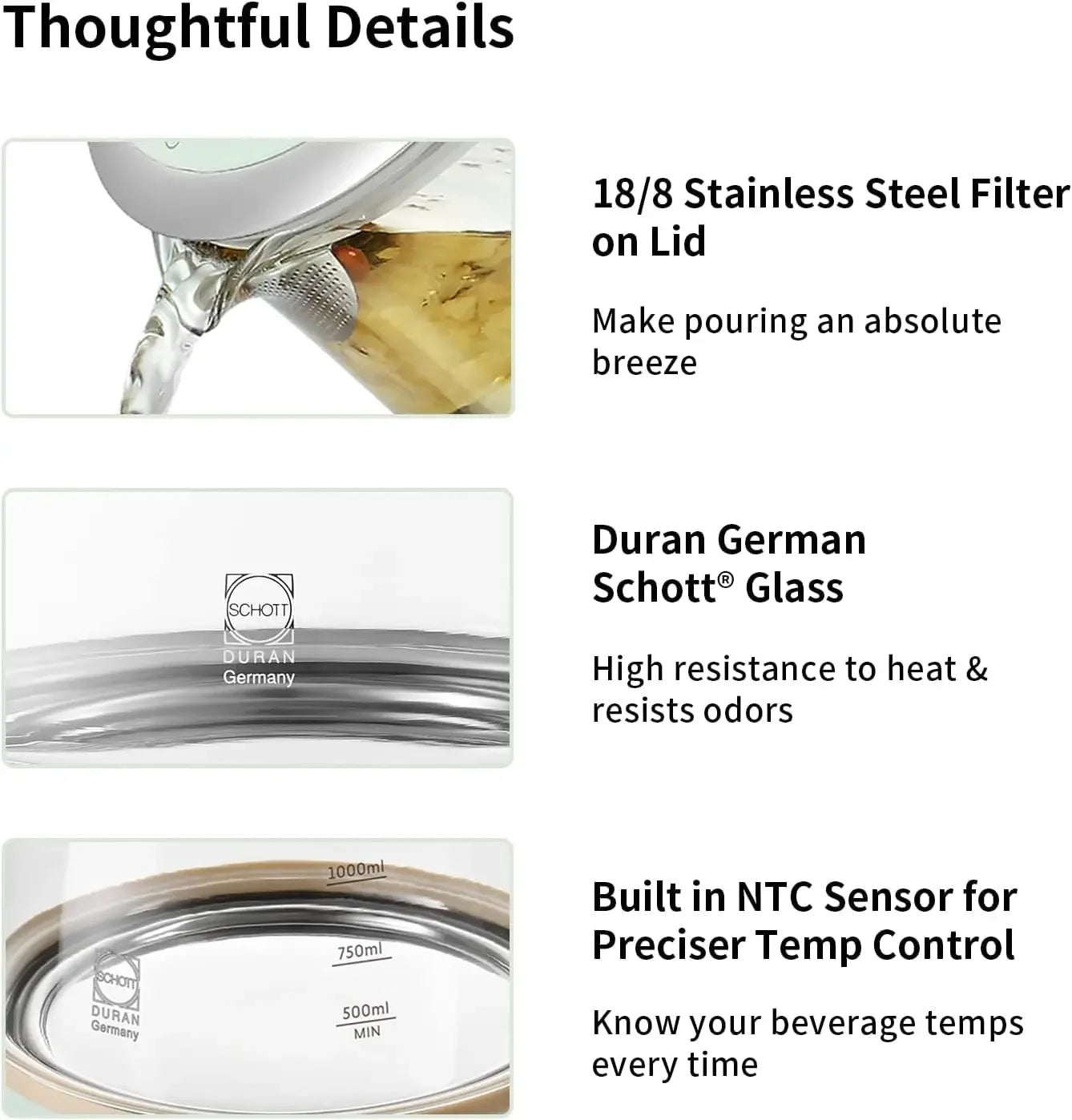 Health Pot K2763 Lite, Glass Electric Kettle for Tea & Coffee, Hot Water Boiler and Wamer with Stew Pot, Temperature Con