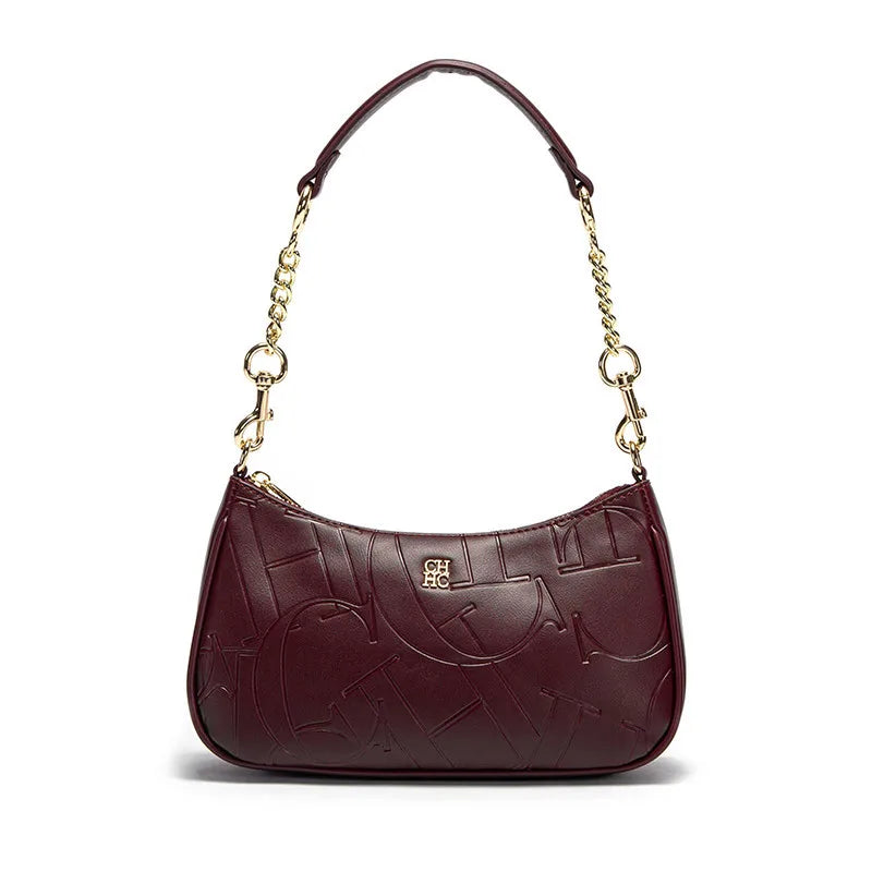 CH Luxury Brand Fashion Large Capacity Bent Moon Bag Women's Handbag Fashion Partition Durable Simple Shoulder Crossbody Bag