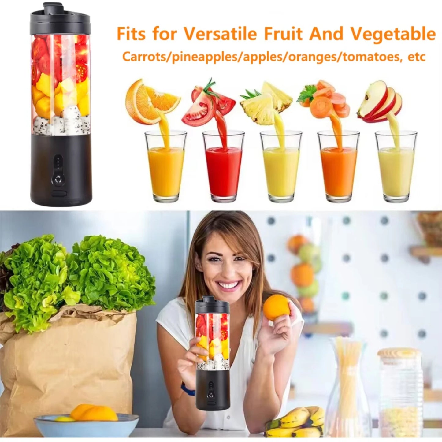 Portable USB Rechargeable Juicer Smoothie Blender Multifunction Machine