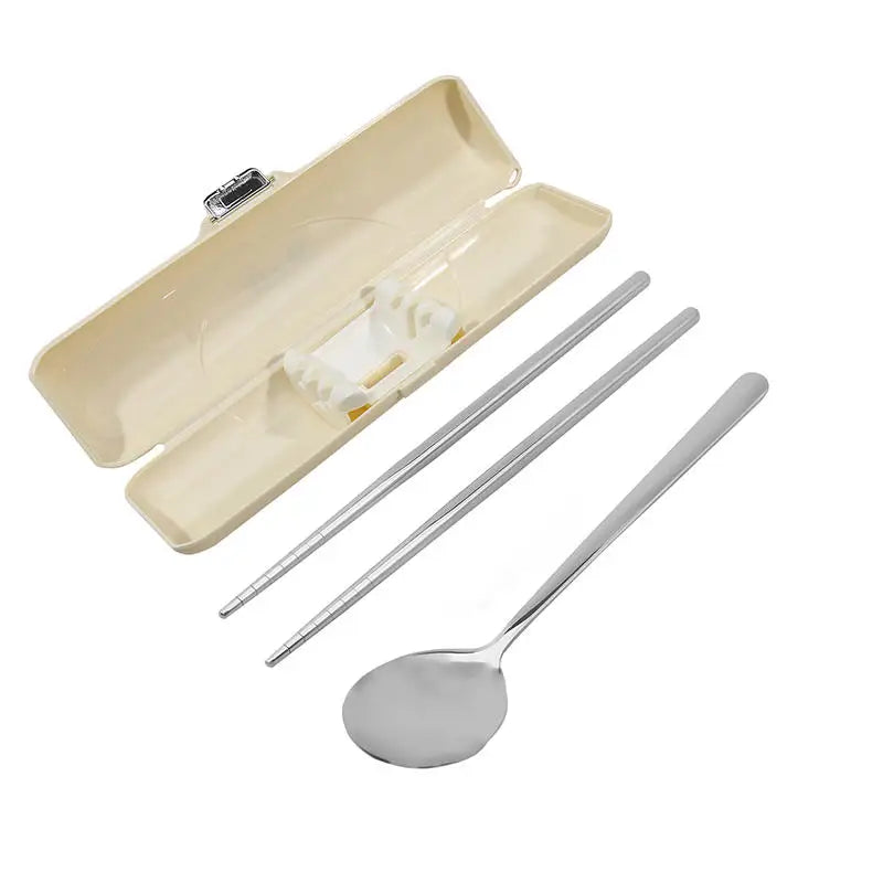2/3PCS stainless steel portable cutlery student outdoor good-looking Korean spoon fork and chopsticks storage box gift set