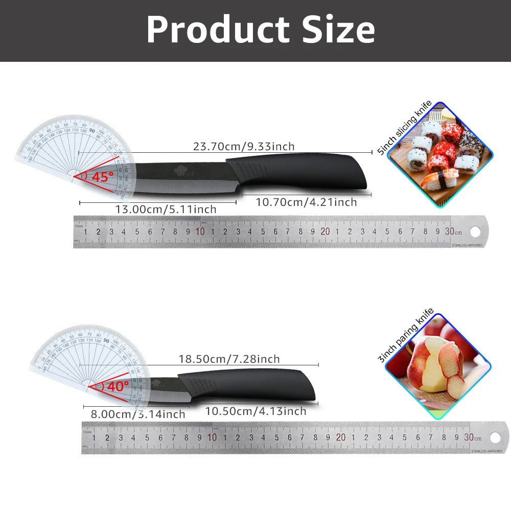 Kitchen Ceramic Knives 3" Paring 5" Slicing Ceramic Knife Black Blade Kitchen Knives Cooking tools