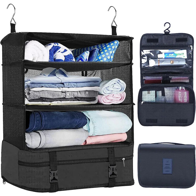 New Multi-functional Clothes Storage Organizer 3-layer Hanging Bag Travel Storage Bag Closet Clothing Luggage Organization