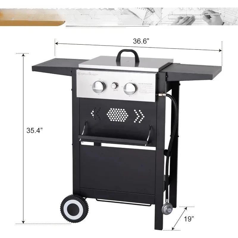 Flat Top Gas Griddle Grill with Lid 3-Burner Propane BBQ Grill Outdoor Cooking Station, Can Be Converted Into Table Top Griddle