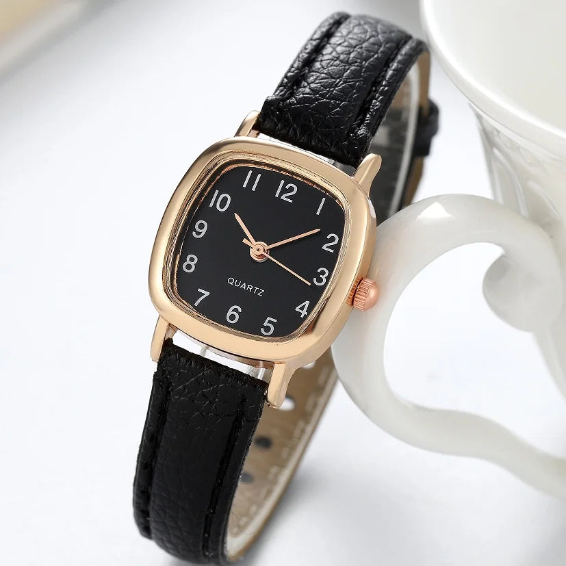 Kegllect  Square Women  Simple Small Dial Student Watches Vintage Belt Quartz Wristwatch