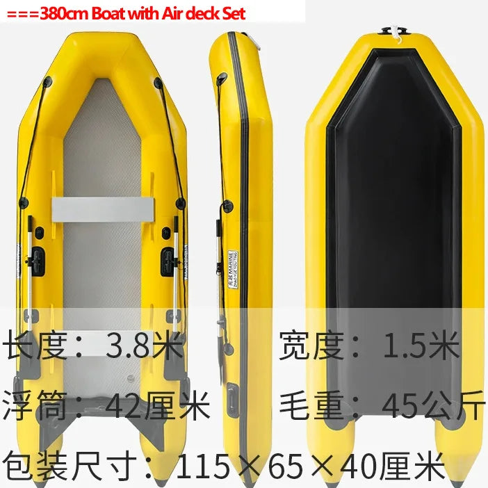 New 0.9mm Thickening Assault Boat with 3 Air Chamber Set 1-6 People Fishing Boat 360° Paddle Seat & Impact Resistant Wear Strips