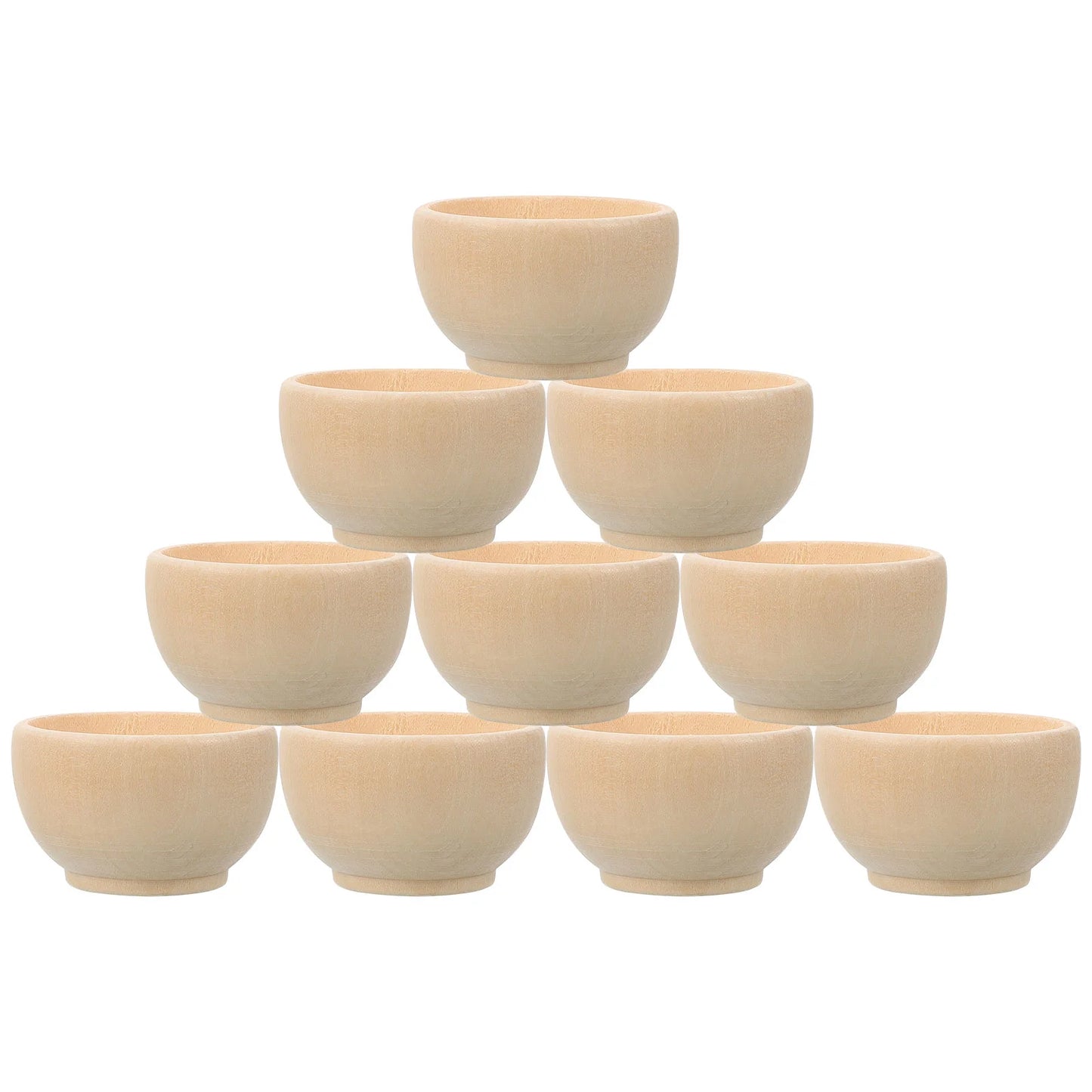 10 Pcs Wooden Bowl Toy Felt Small Unfinished Bowls Mini Craft Material DIY Cutlery Child