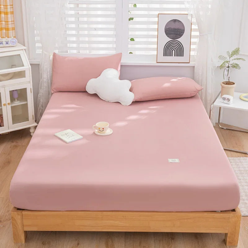 3pcs Fitted Sheet Microfiber Deep Pocket Bed Sheet Matcha Green Bedroom Bedding Sheets Set Solid Color Sheets with 2 Pillowcases