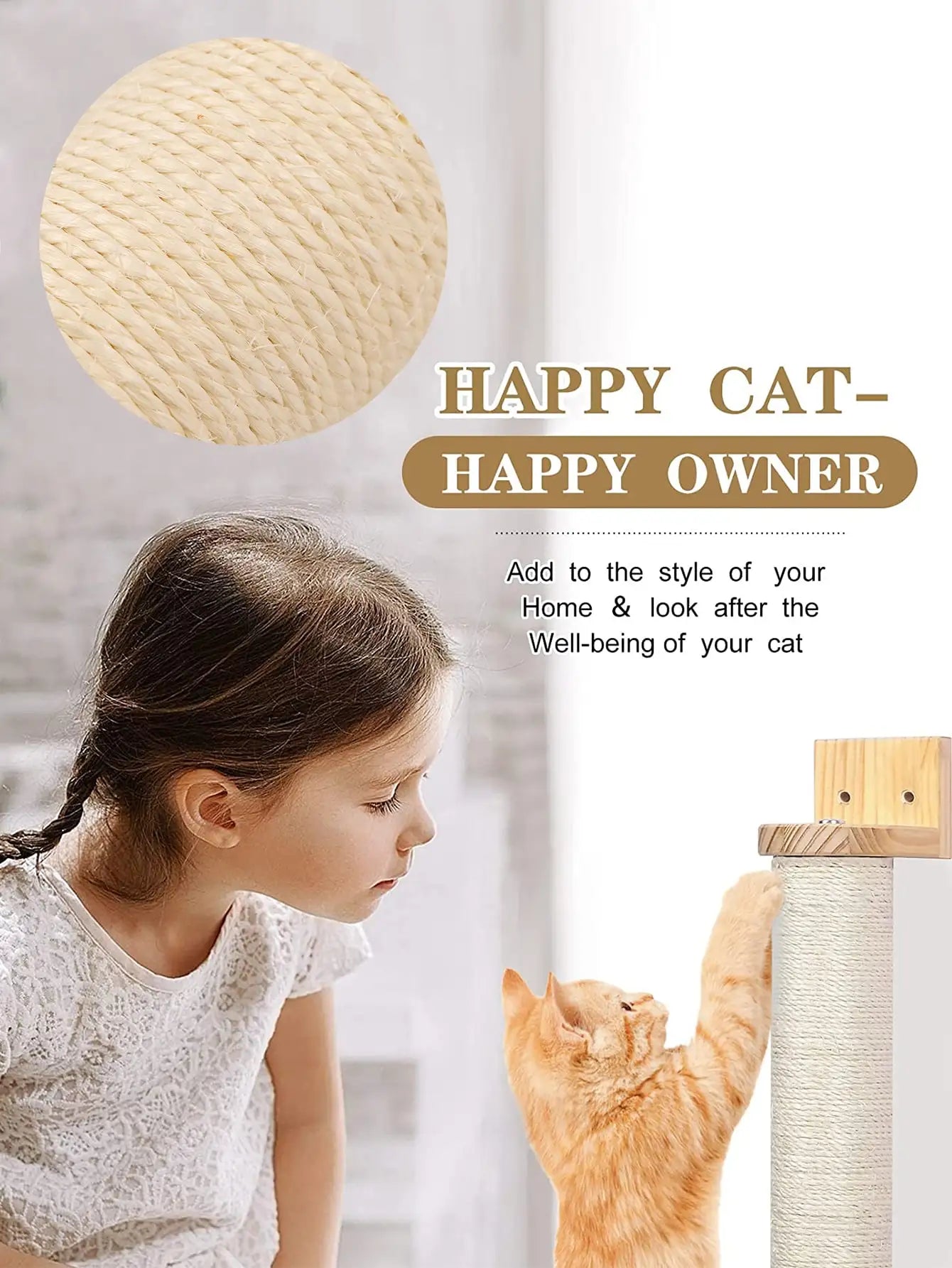 Cat Scratching Post Wall Furniture Wood Wall Mounted Kitten Scratcher Tree for Large Cats Thicker Columns for Multi-Functions