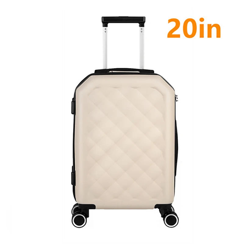 ABS Hand Carry on Luggage TSA Travel Wheel Suitcase Beige Color Femal for Family Trip Maletas Viaje Suitcases Travel