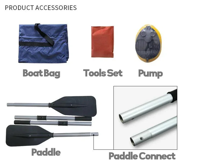 New 0.9mm Thickening Assault Boat with 3 Air Chamber Set 1-6 People Fishing Boat 360° Paddle Seat & Impact Resistant Wear Strips
