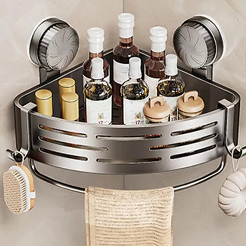 Bathroom Triangle Storage Rack Suction Cup Triangle Shower Shelf Rustproof Corner Shelf Bathroom Storage Rack Household Supplies