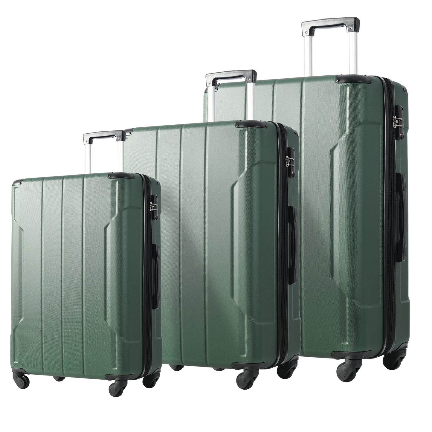 3 PCS ABS Rolling Luggage with Spinner Wheels 24'' 28'' Expandable Travel Suitcase TSA Approved Lock 3-level Telescopic Handle