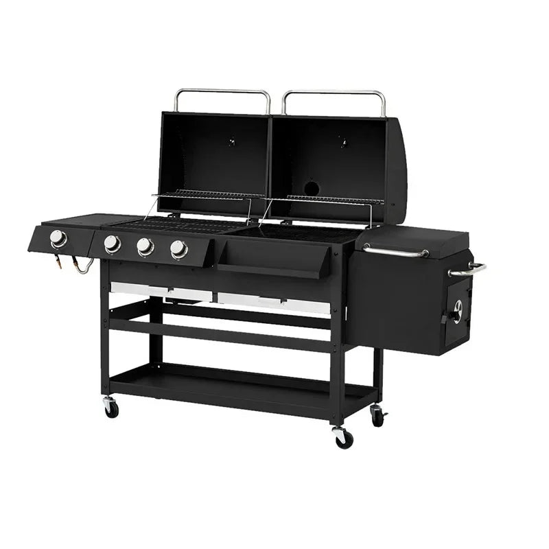 New double side table plate large charcoal smoking grill American camping outdoor barbecue grill