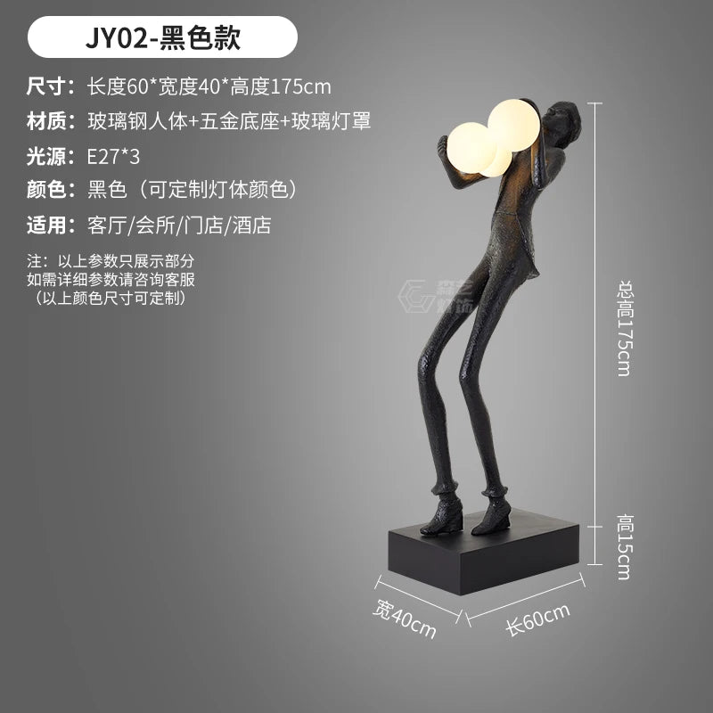 Humanoid Art Sculpture Fall Floor Lamp Living Room Light Luxury Design Sense Modern Creative Modeling Floor Lamp