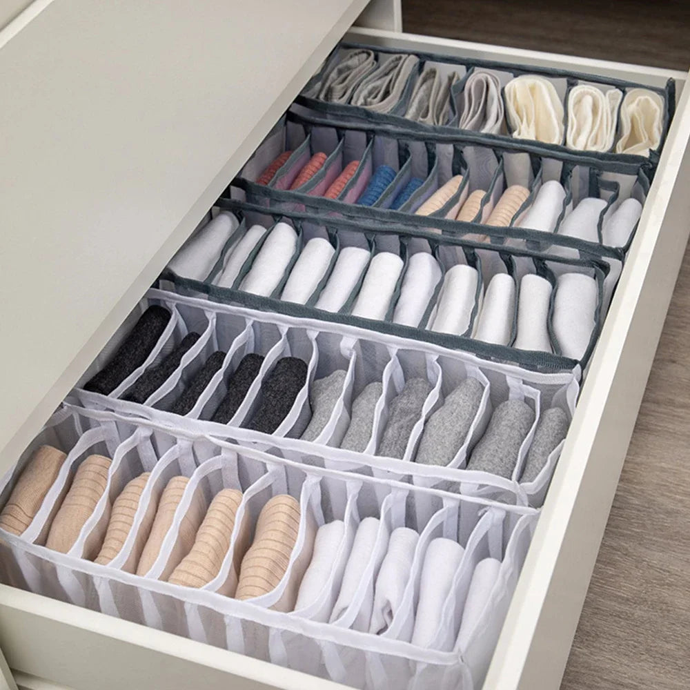 Wardrobe Closet Drawer Organizers for Underwear Bra Socks Panty Storage - Home Dormitory Cabinet Organization Boxes