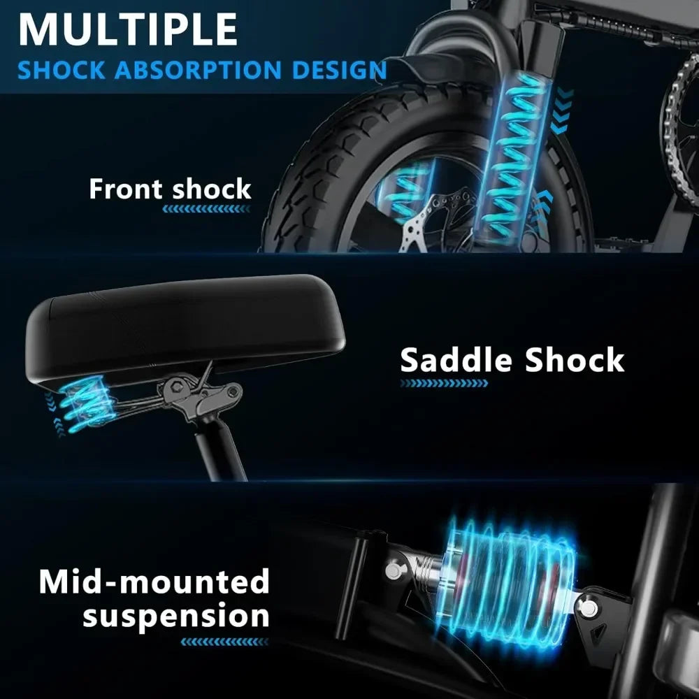 Electric Bike, Folding Ebike,Electric Bicycle with Removable Battery, 20MPH Commuting Electric Bike, High Brushless Gear Motor