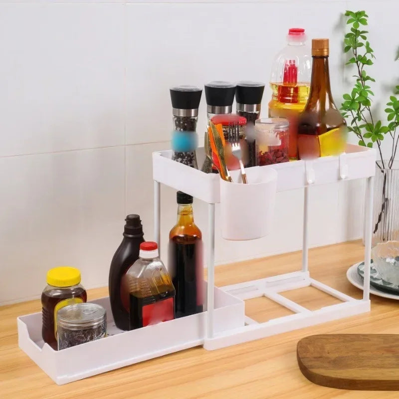Under Sink Organizer Rack Kitchen Pull Out  Shelf Small-scale Drawer Simple Deposit Shelves Bathroom Desktop Put Racks Banheiro