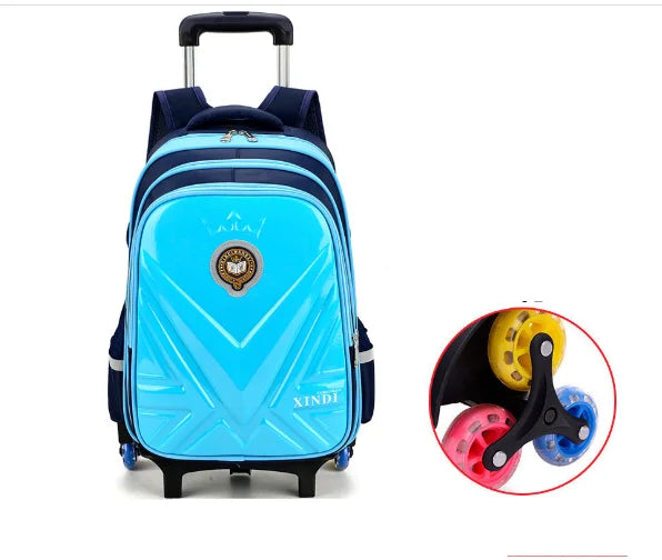 kids PU 3D School Wheeled Backpack for boys Children Rolling Luggage Suitcase Travel Trolley Bag for kids Schoolbag on wheels