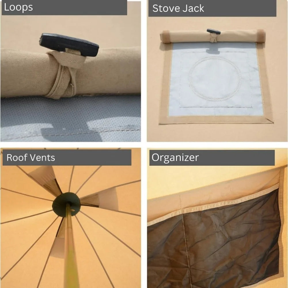 Regatta Canvas Bell Tent - w/StoveJack, Waterproof, 4 Season Luxury Camping and Glamping Yurt Tent Outdoor