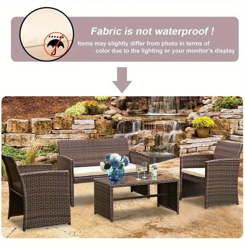 4-piece outdoor patio furniture Rattan chair Patio furniture wicker