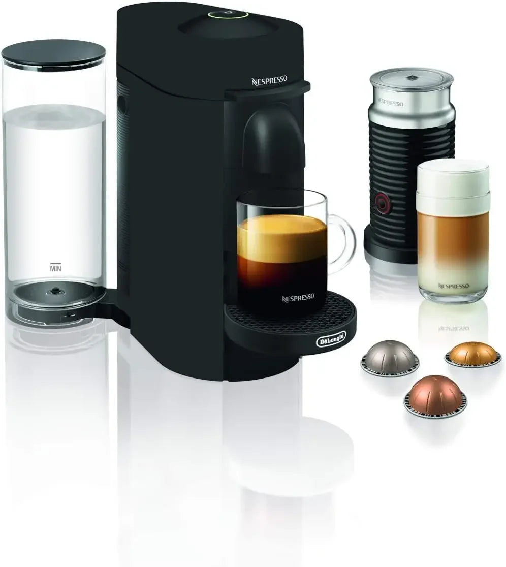 Nespresso VertuoPlus Deluxe Coffee and Espresso Machine by De'Longhi with Milk Frother, 5 ounces, Matte Black